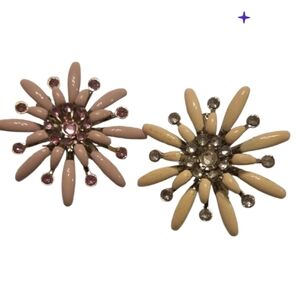 Vintage Floral Brooch Set in Pink and Cream Cz Nwot